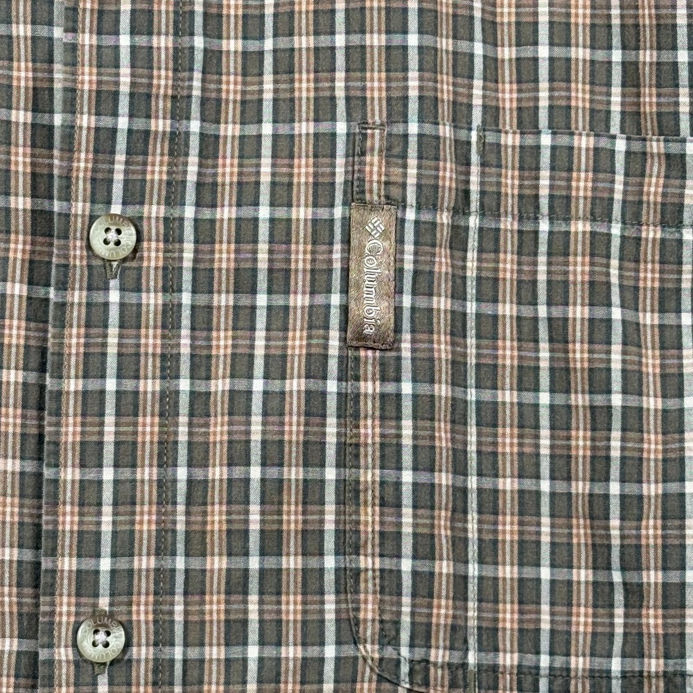 Columbia Men's XXL Plaid Button Front Shirt 100% Cotton Long Sleeve Brown Blue - Picture 2 of 6